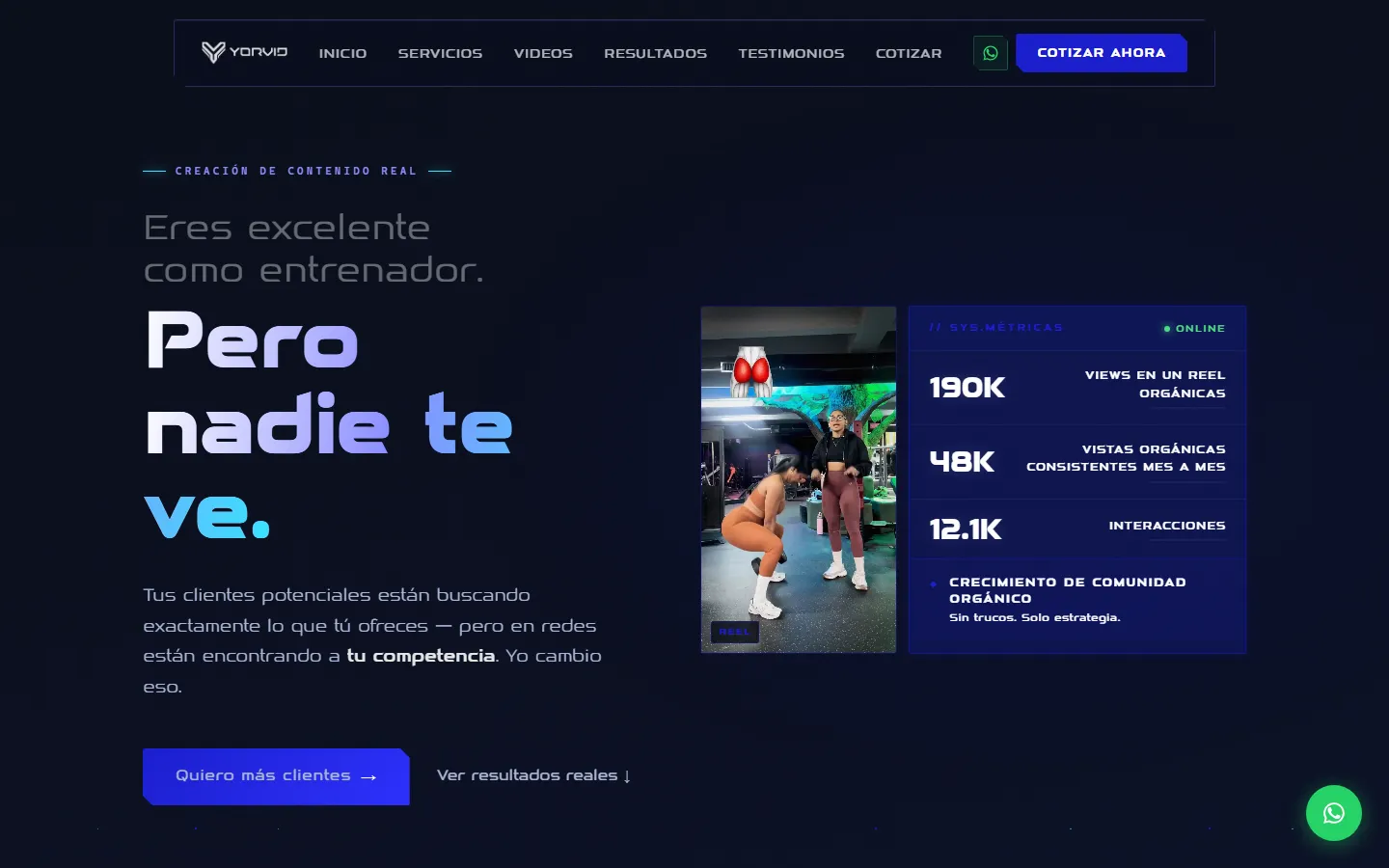 Landing de captación de clientes para contenido fitness
