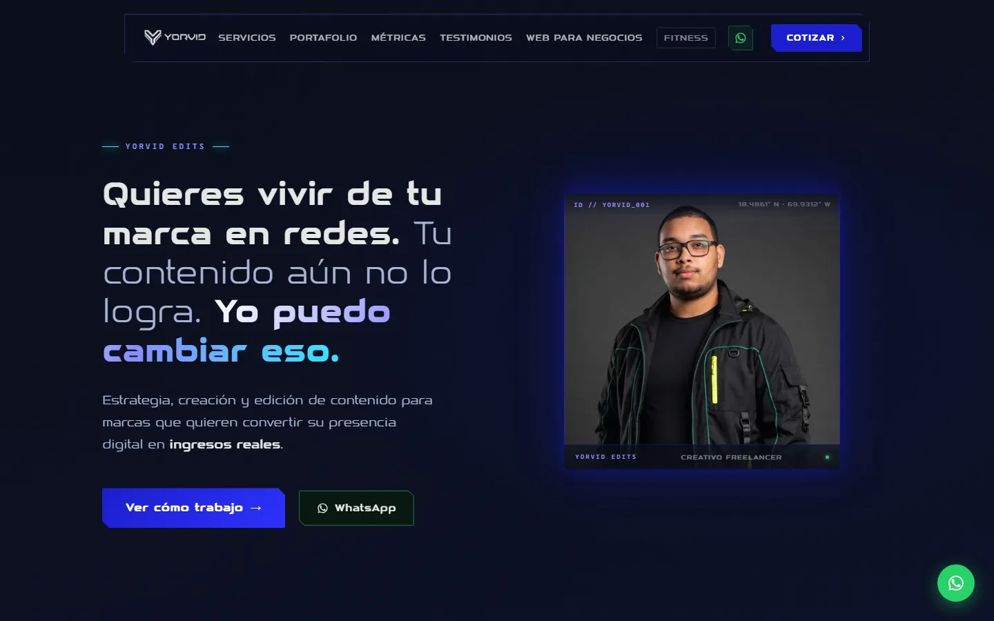 Web de marca y portafolio de YORVID Edits